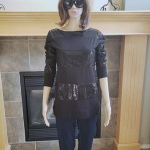 VIVIENNE TAM, Long sleeve black sequin top, Size: Small
